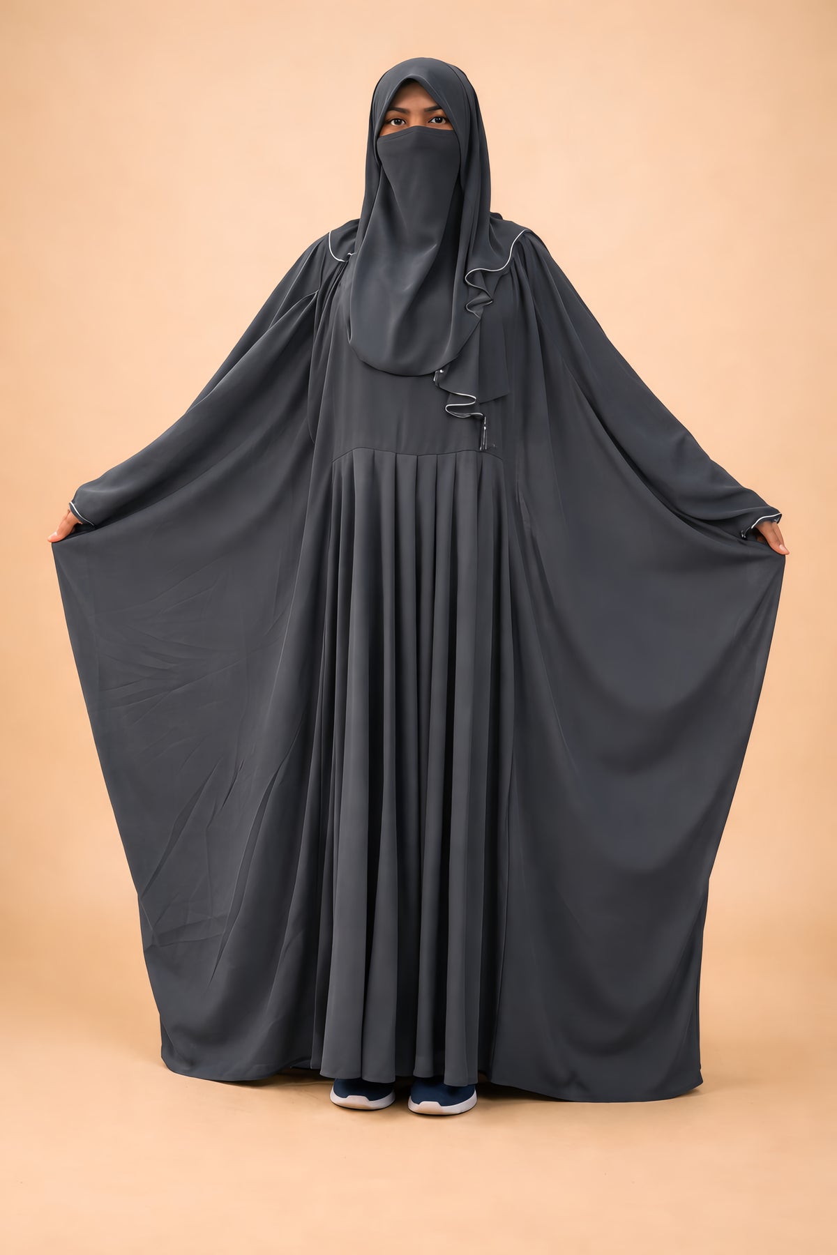 Butterfly Frock Abaya – Heavy Pleated Maxi Gown with Elastic Cuffs