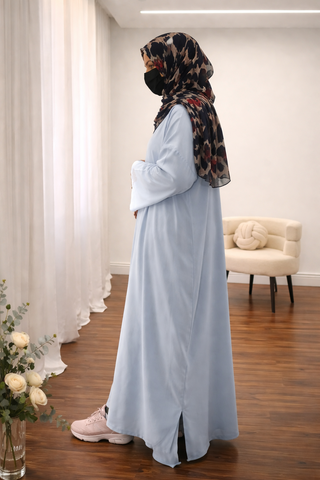 Celestial Starburst Abaya – Delicate Beaded Bodice & Fluid A-Line Cut
