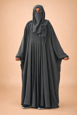 Butterfly Frock Abaya – Heavy Pleated Maxi Gown with Elastic Cuffs