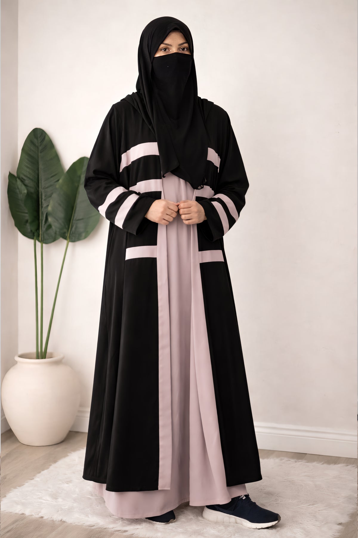 Adjustable Tie-Waist Butterfly Abaya – Elegant Flowing Crepe