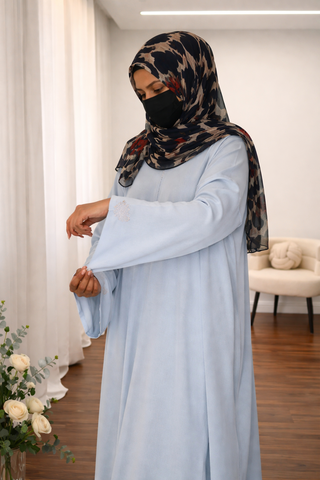 Celestial Starburst Abaya – Delicate Beaded Bodice & Fluid A-Line Cut