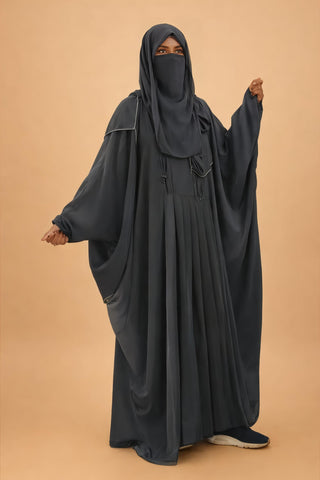 Butterfly Frock Abaya – Heavy Pleated Maxi Gown with Elastic Cuffs