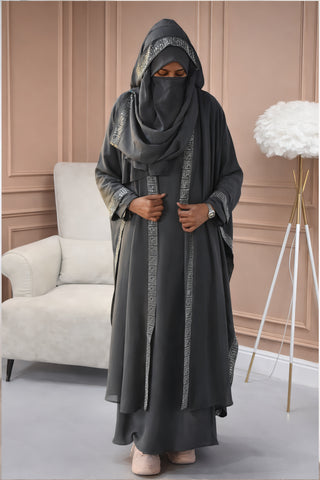 Modern Open-Front Silhouette with Intricate Bordering