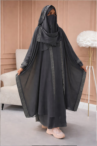 Modern Open-Front Silhouette with Intricate Bordering