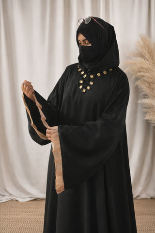 Black Stone-Neck Abaya