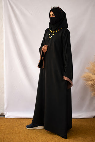 Black Stone-Neck Abaya
