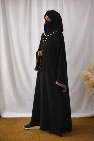 Black Stone-Neck Abaya